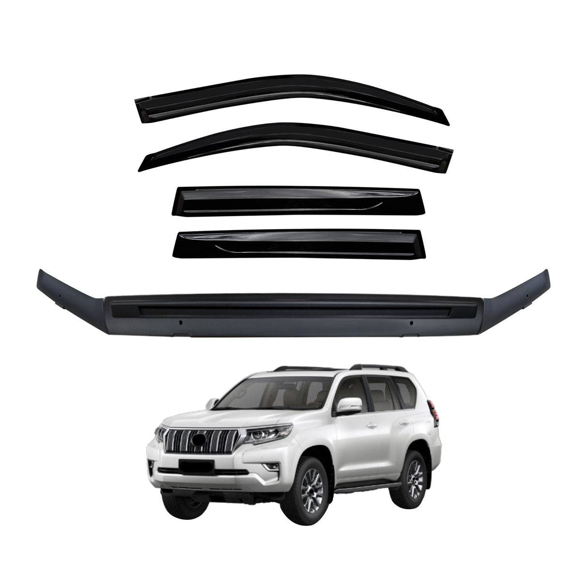 Luxury Weather Shields + Bonnet Protector for Toyota Land Cruiser Prado 150 Series 2018-2024