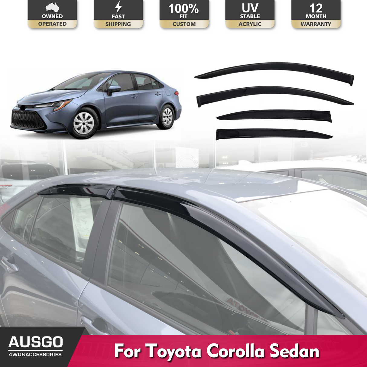 Luxury Weather Shields for Toyota Corolla Sedan 2019-Onwards