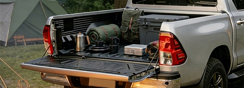 A black-coloured ute mat fit into a Toyota Hilux
