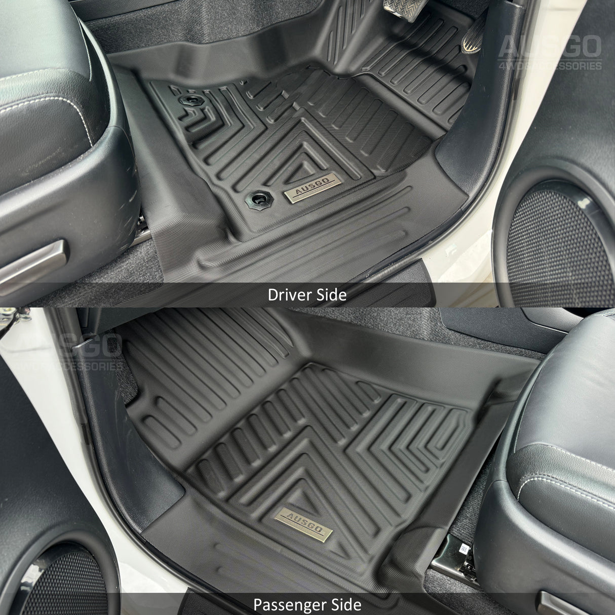 Car Floor Mats + Black Door Sill Protector for Toyota Fortuner Auto Transmission 2015-Onwards