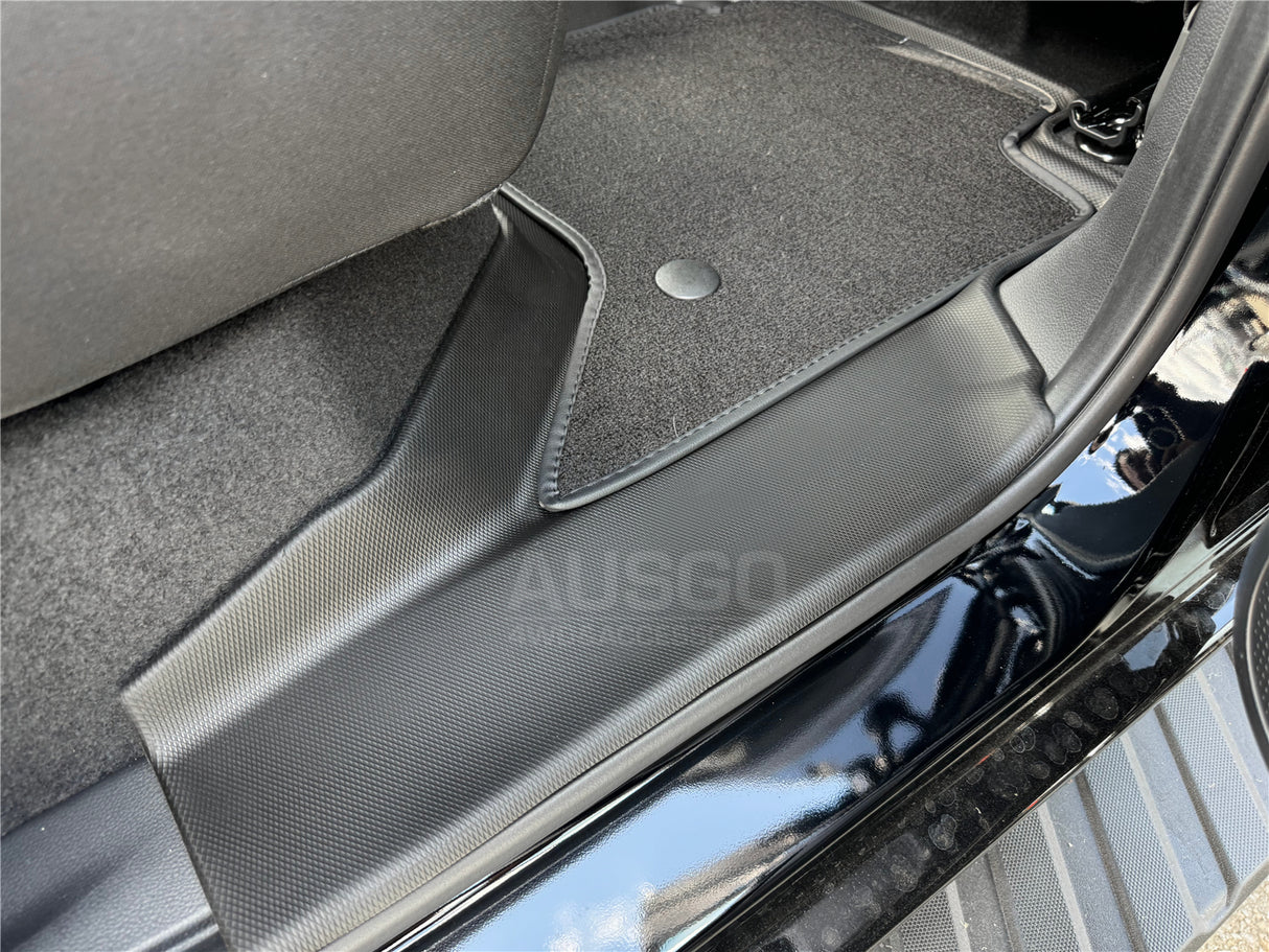 Double-Layer Car Floor Mats + Door Sill Protector for Ford Ranger Dual Cab Next-Gen 2022-Onwards