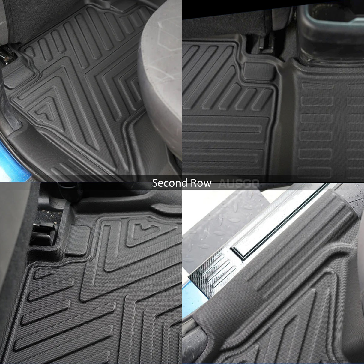 Car Floor Mats + Black Door Sill Protector for Toyota Fortuner Auto Transmission 2015-Onwards