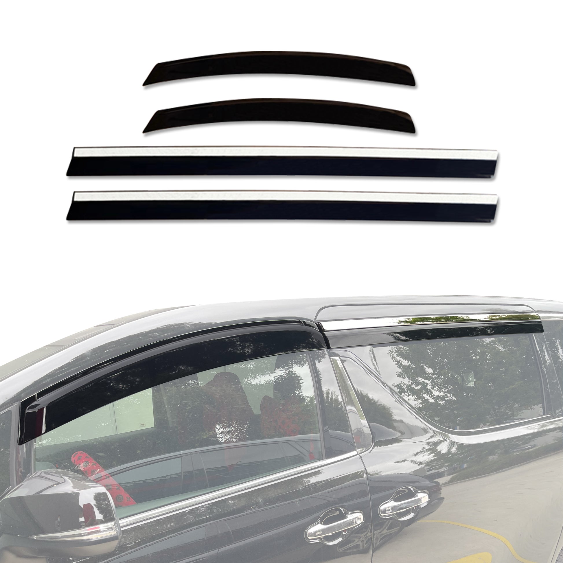 Stainless Trim Weather Shields for Toyota Vellfire 2015-2024