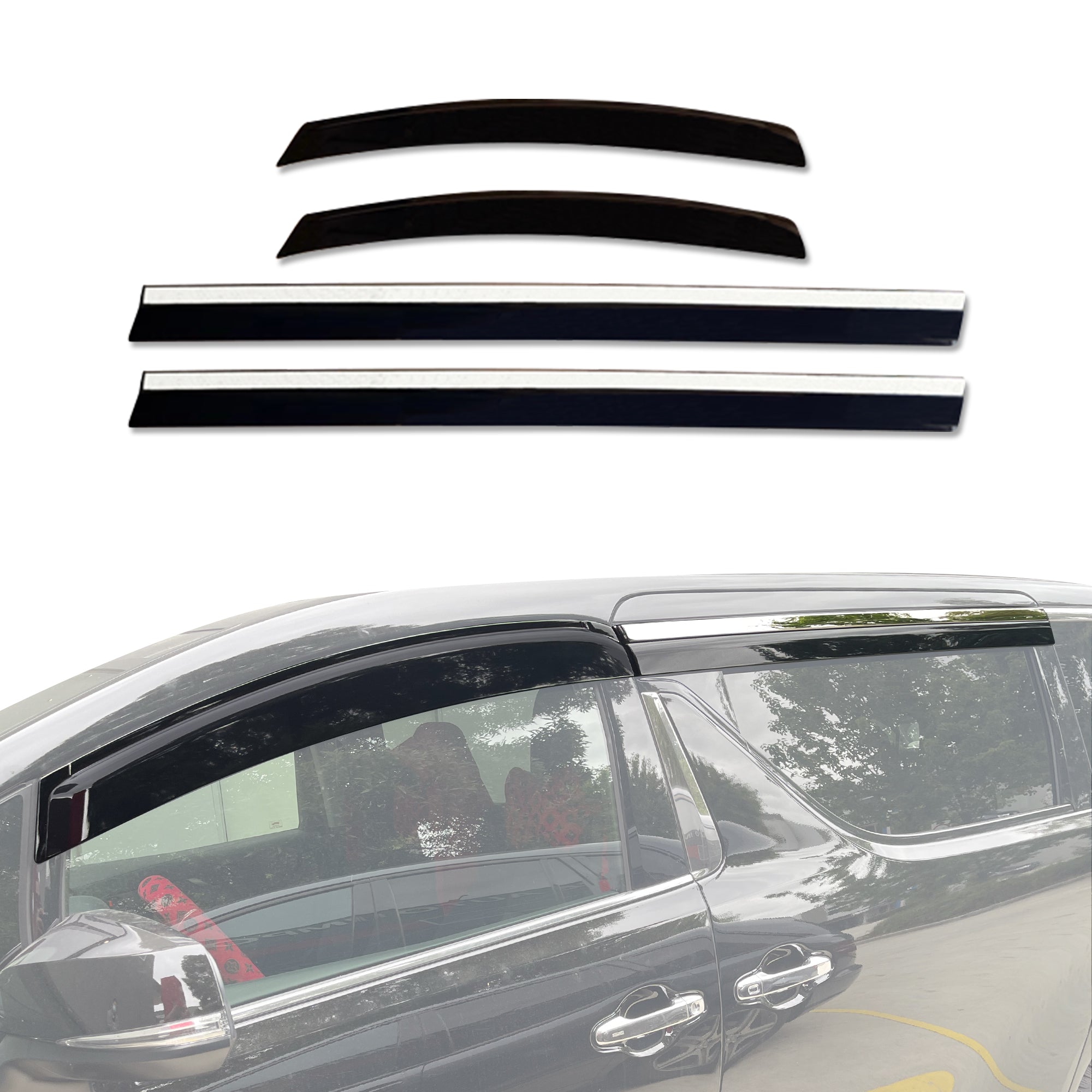 Stainless Trim Weather Shields for Toyota Vellfire 2015-2024