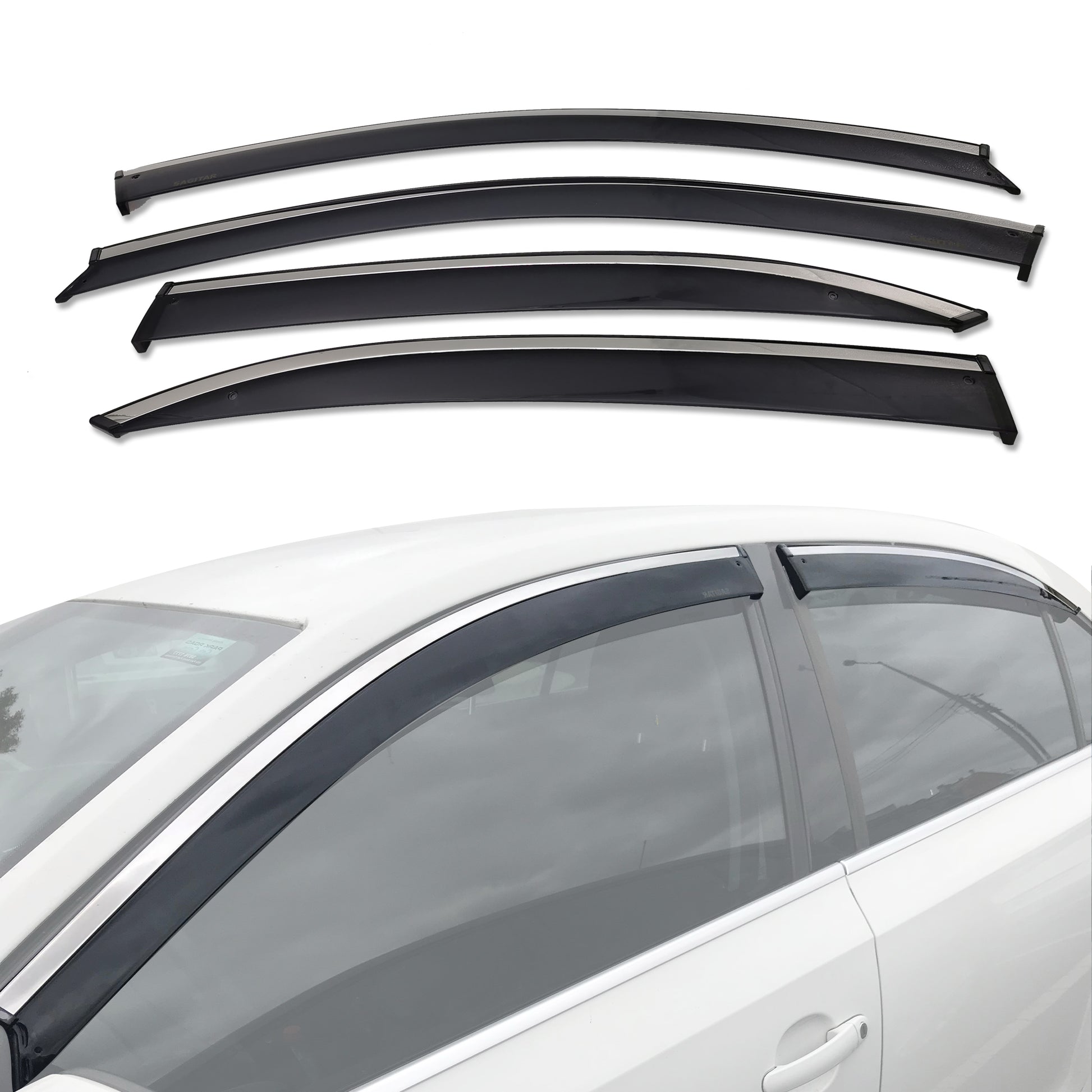 Stainless Trim Weather Shields for Volkswagen Jetta 2011-2019