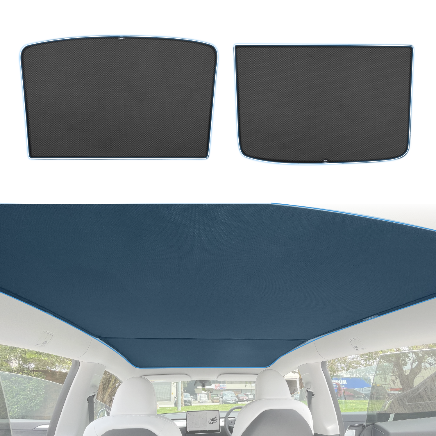 Magnetic Glass Roof Sunshade for Tesla Model Y 2022-Onwards
