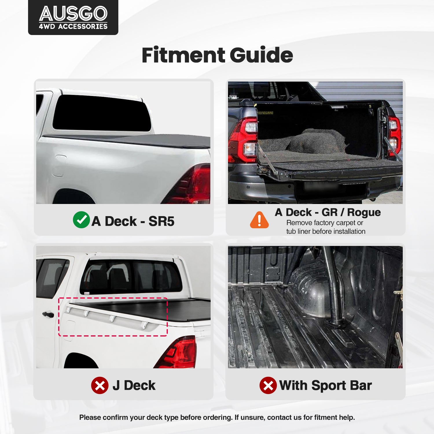 5-Piece Ute Tub Liner for Toyota Hilux Dual Cab (2015-2025) A Deck - SR5 / GR / Rogue