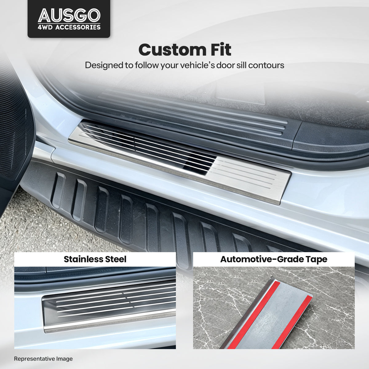 Stainless Door Sill Protector for Ford Ranger Dual Cab 2011-2022