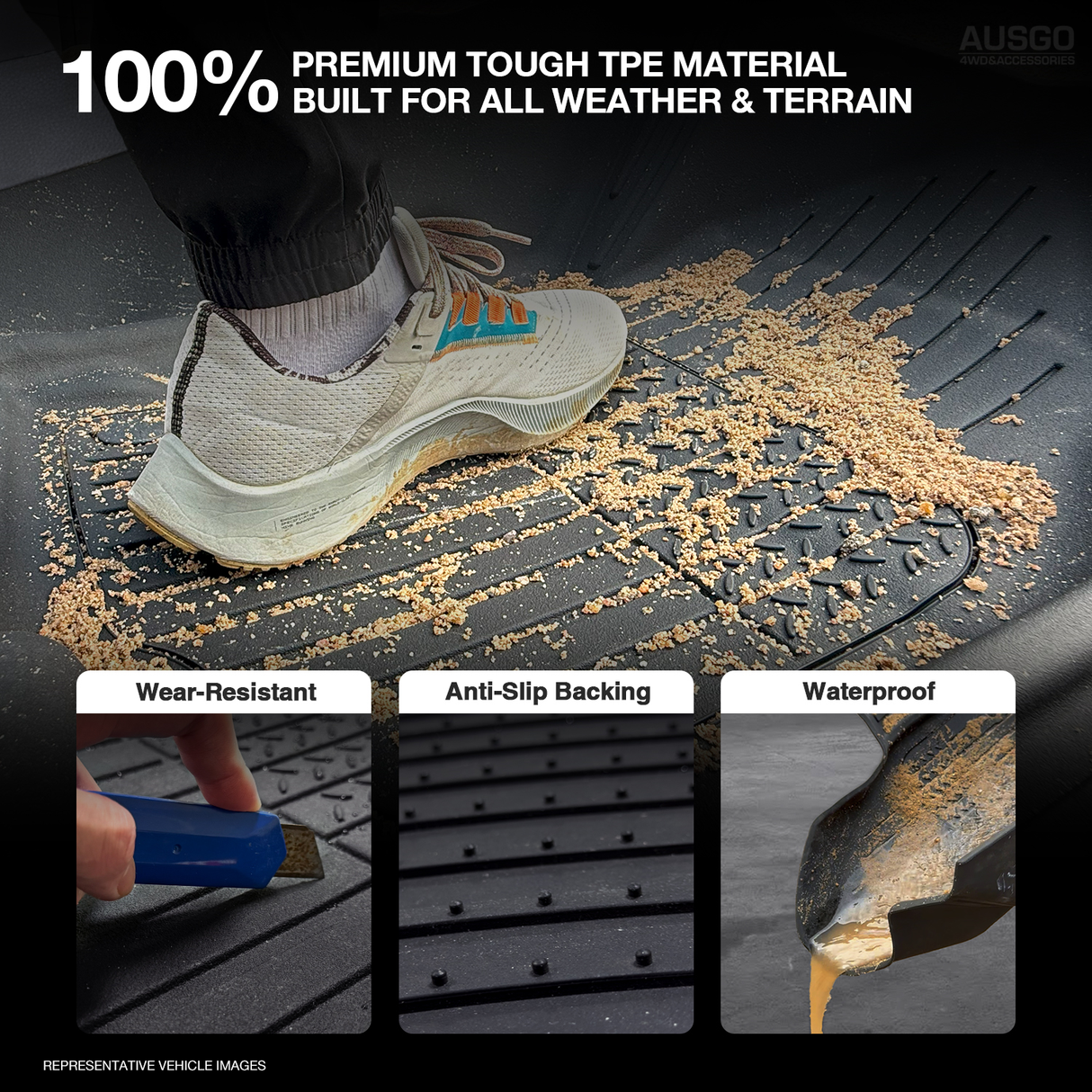 7D Injection Floor Mats + Black Door Sill Protector for ISUZU MUX MU-X 2021-Onwards
