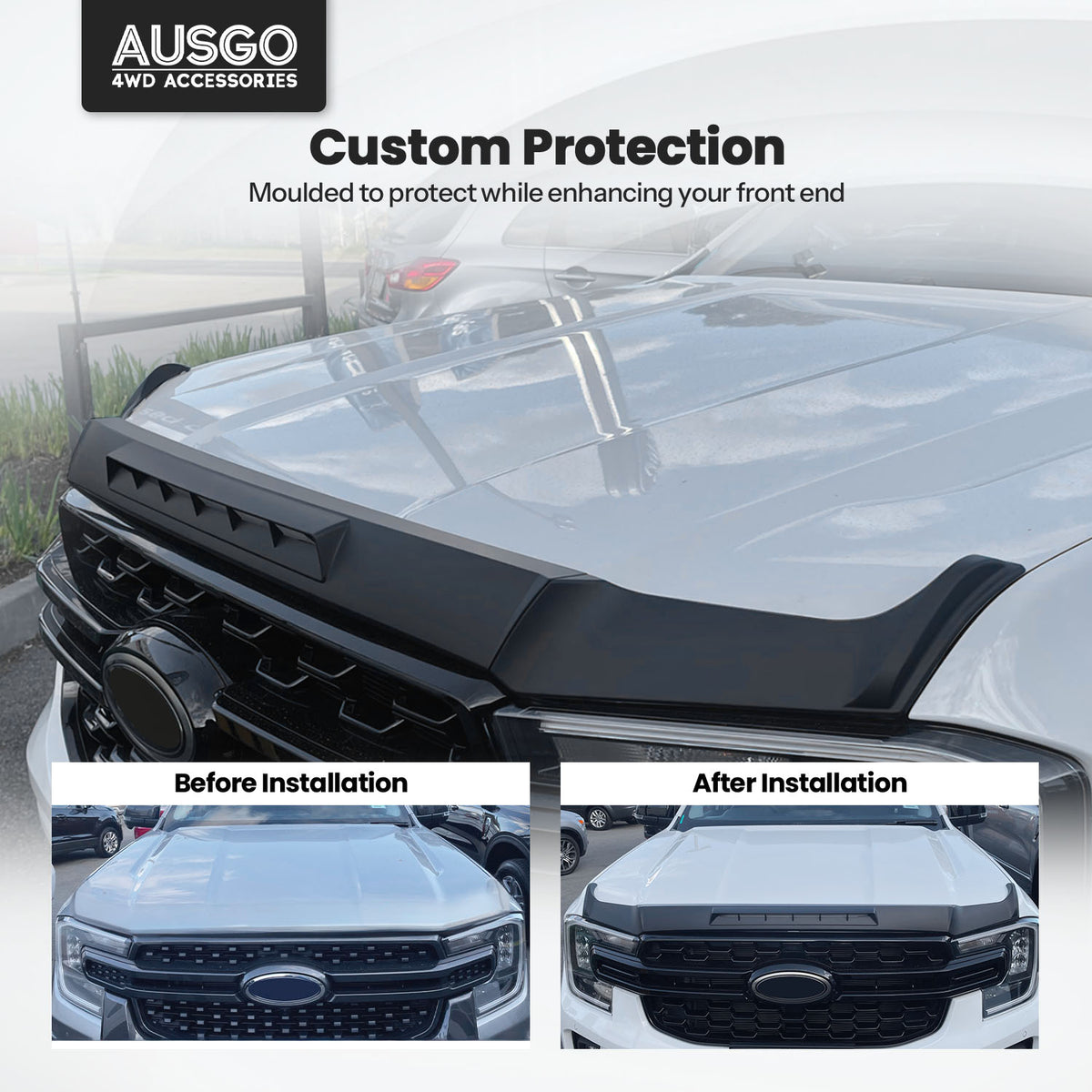 Injection Weather Shields + Bonnet Protector for Ford Ranger Dual Cab 2022-Onwards