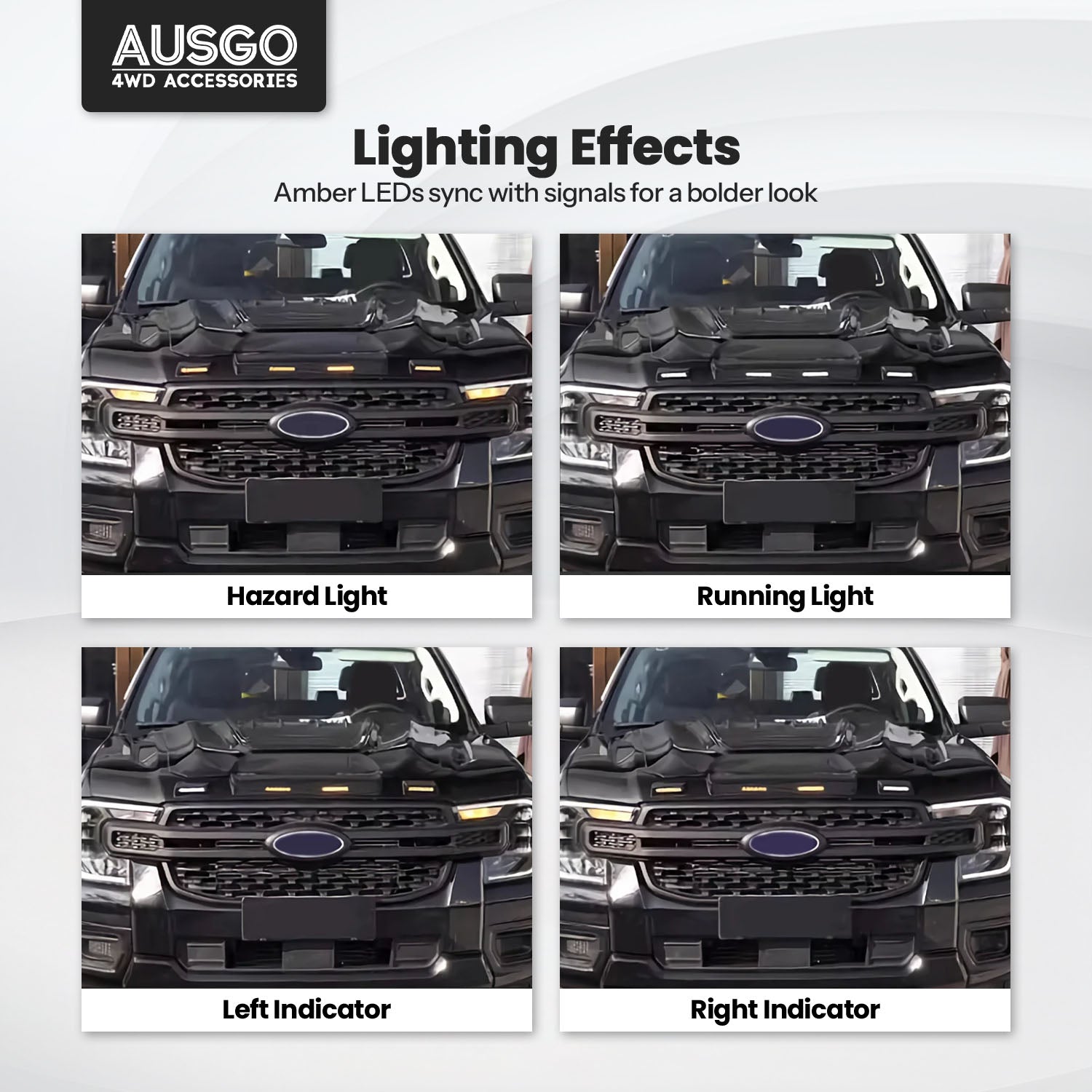 LED Bonnet Protector for Ford Ranger Single / Extra / Dual Cab 2022-Onwards