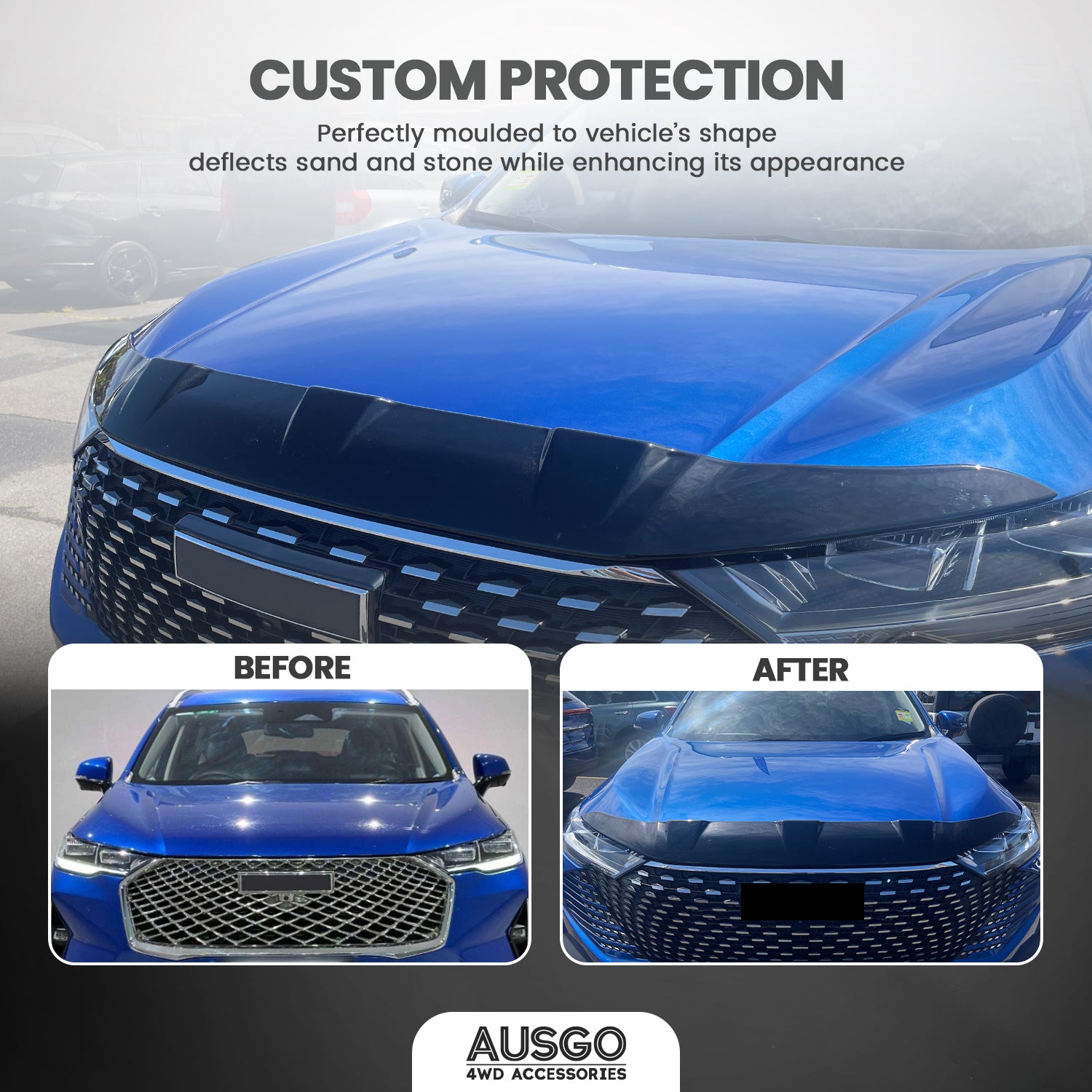 Stainless Trim Weather Shields + Bonnet Protector for Haval H6 B01 Series 2021-Onwards