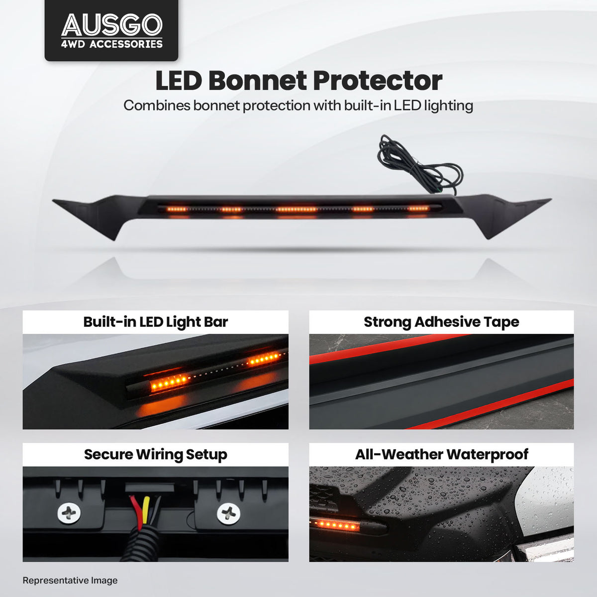 LED Bonnet Protector for ISUZU D-MAX DMAX 2020-2024