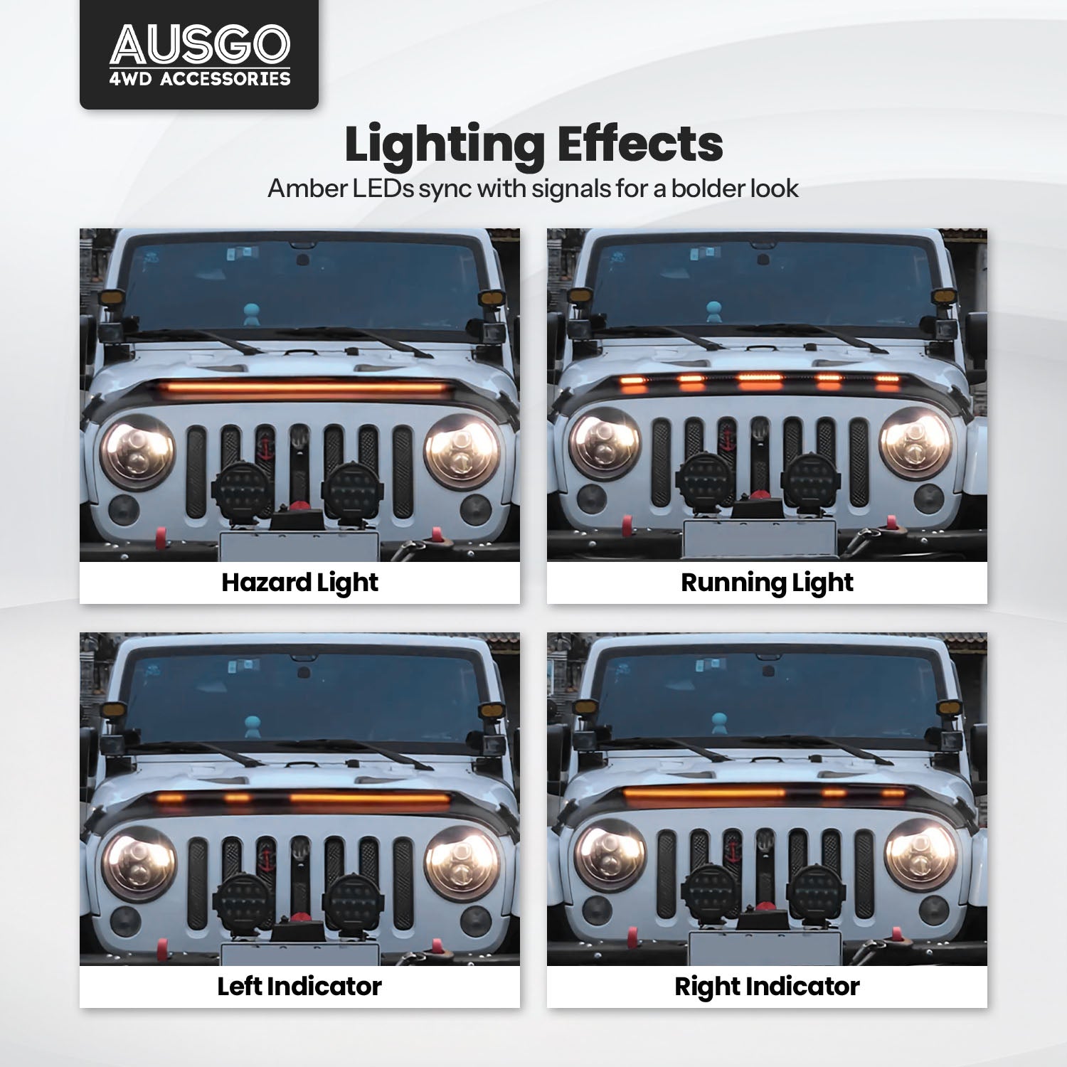 LED Bonnet Protector for Jeep Wrangler JK Series 4 Doors 2007-2018