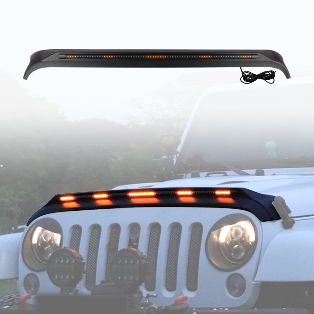 LED Bonnet Protector for Jeep Wrangler JK Series 4 Doors 2007-2018