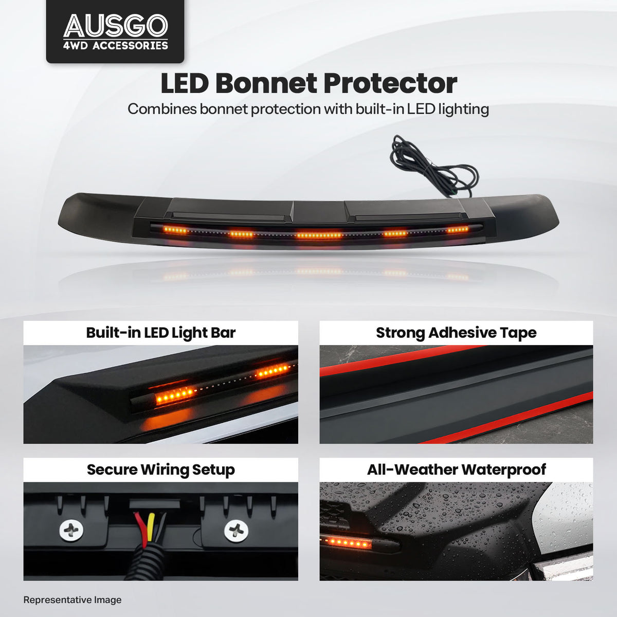 LED Bonnet Protector for Land Rover Discovery 3 4 2004-2016