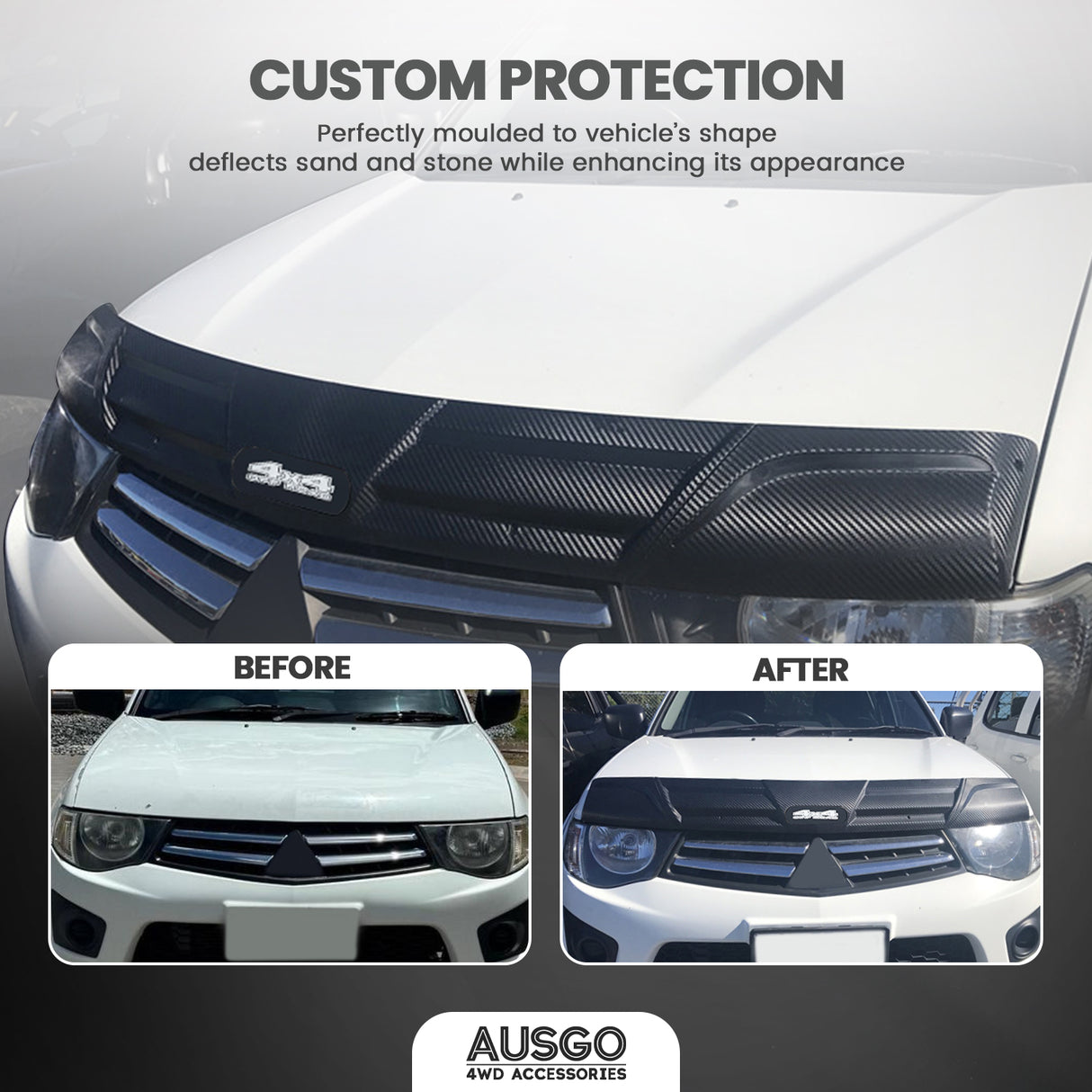 Weather Shields + Bonnet Protector for Mitsubishi Triton Extra Cab 2006-2015