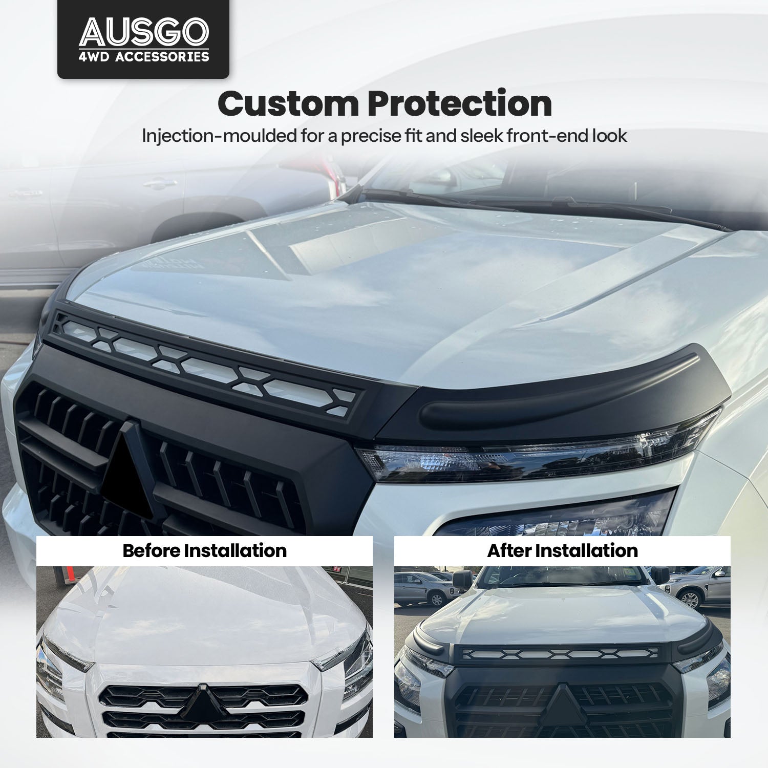 Injection Weather Shields + Bonnet Protector for Mitsubishi Triton MV Dual Cab 2024-Onwards
