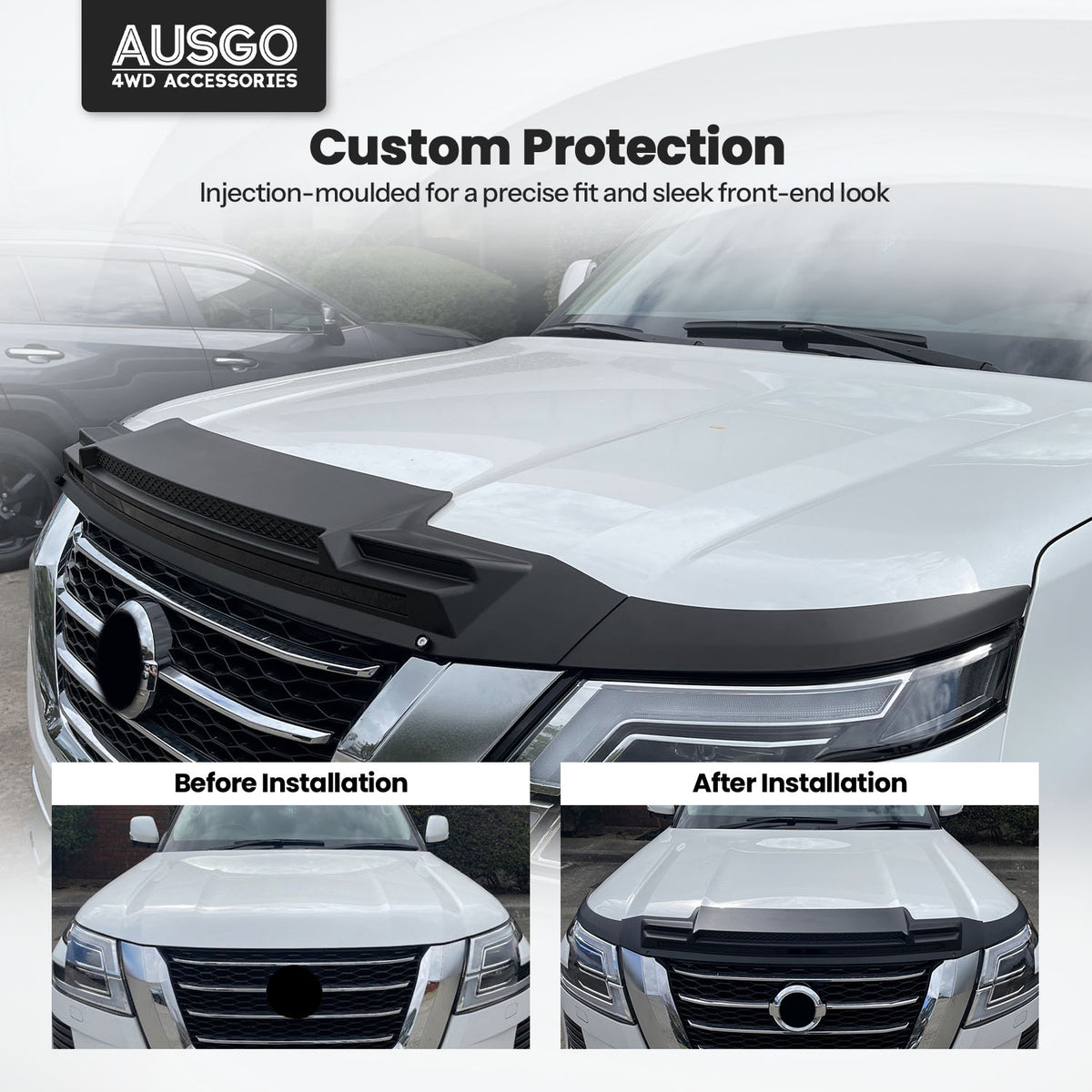 Wide Type Weather Shields + Bonnet Protector for Nissan Patrol Y62 Series 5 2019-Onwards