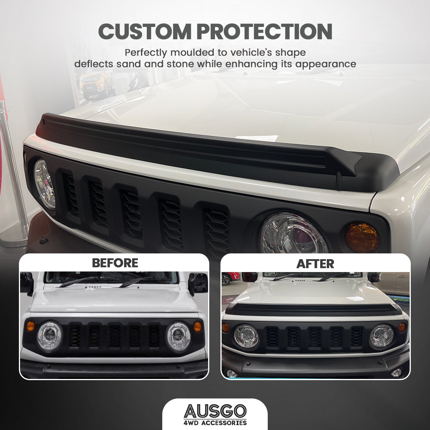 Weather Shields + Bonnet Protector for Suzuki Jimny 3-Door 2018-Onwards