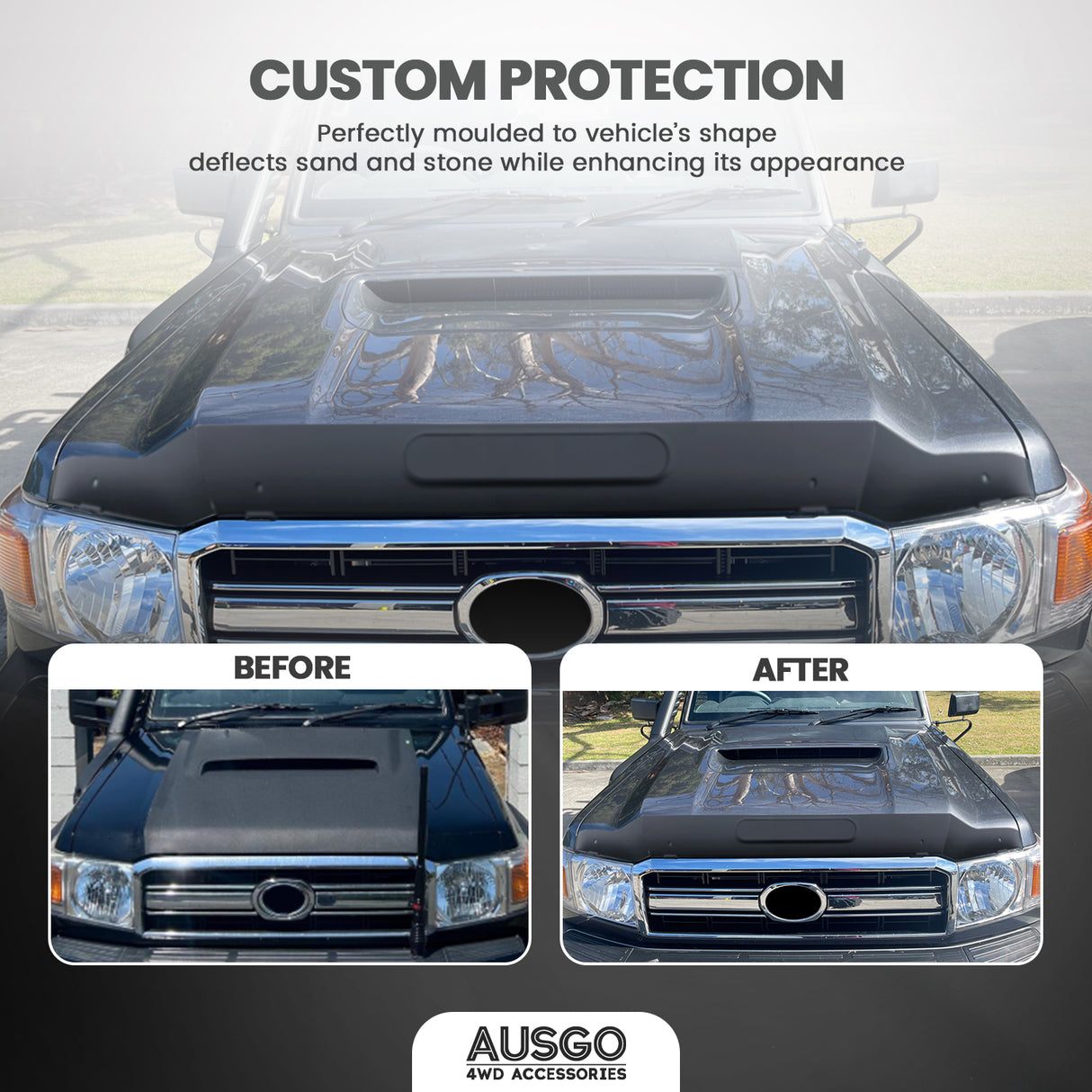 Weather Shields + Bonnet Protector Guard for Toyota Land Cruiser 70 76 79 Series 2007-2023