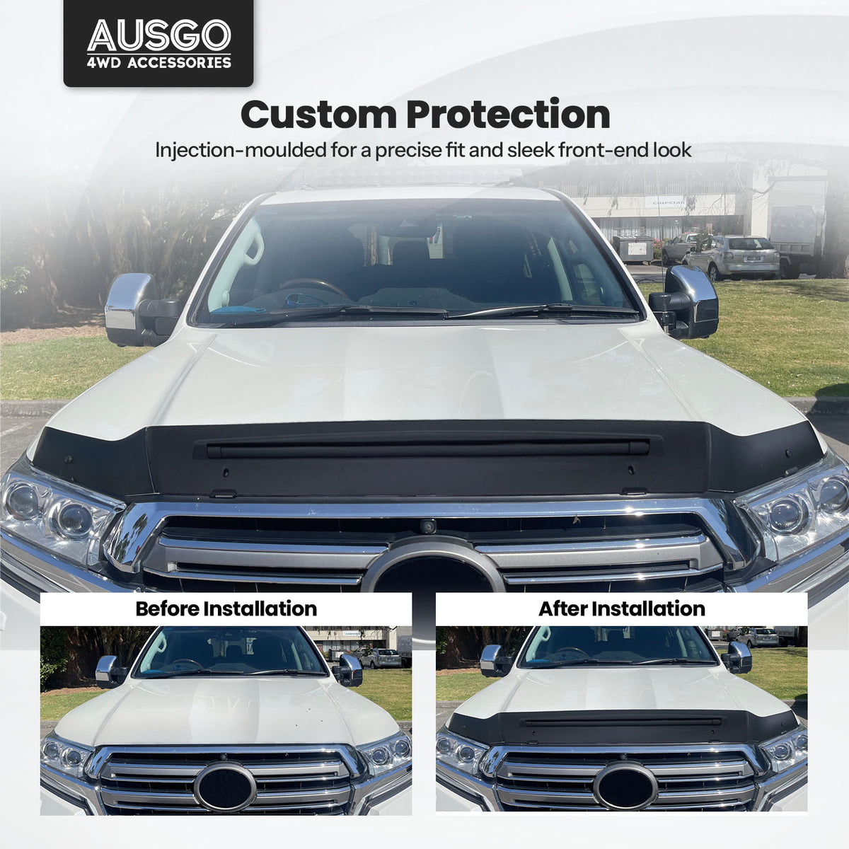 Wide Type Weather Shields + Bonnet Protector for Toyota LandCruiser 200 Series 2016-2021