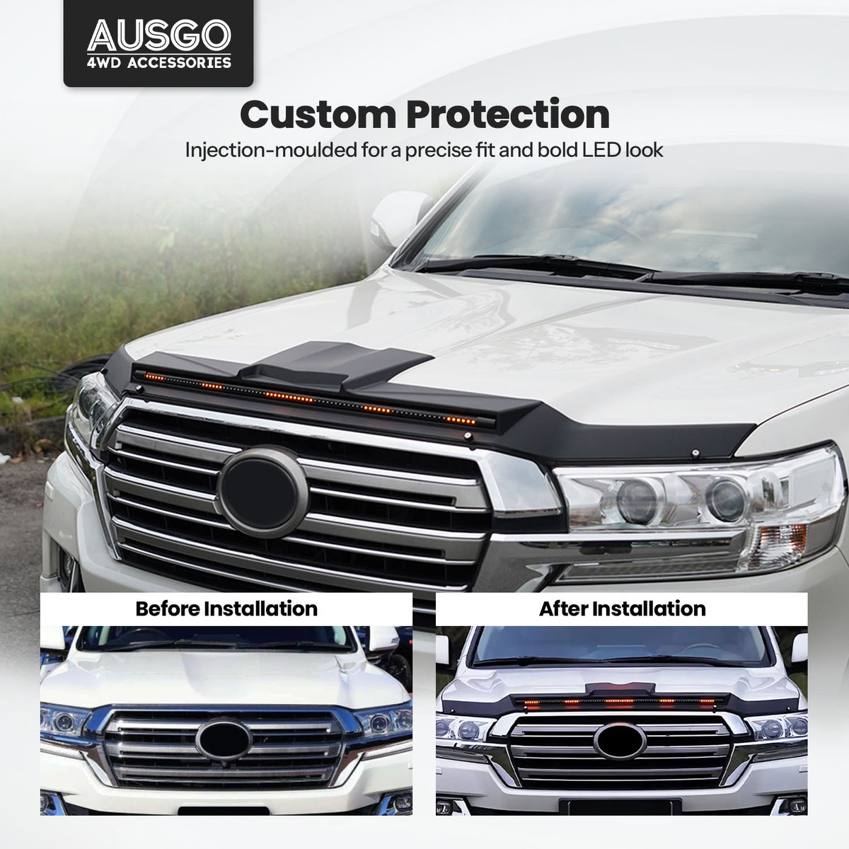 LED Bonnet Protector for Toyota LandCruiser 200 Series 2016-2021