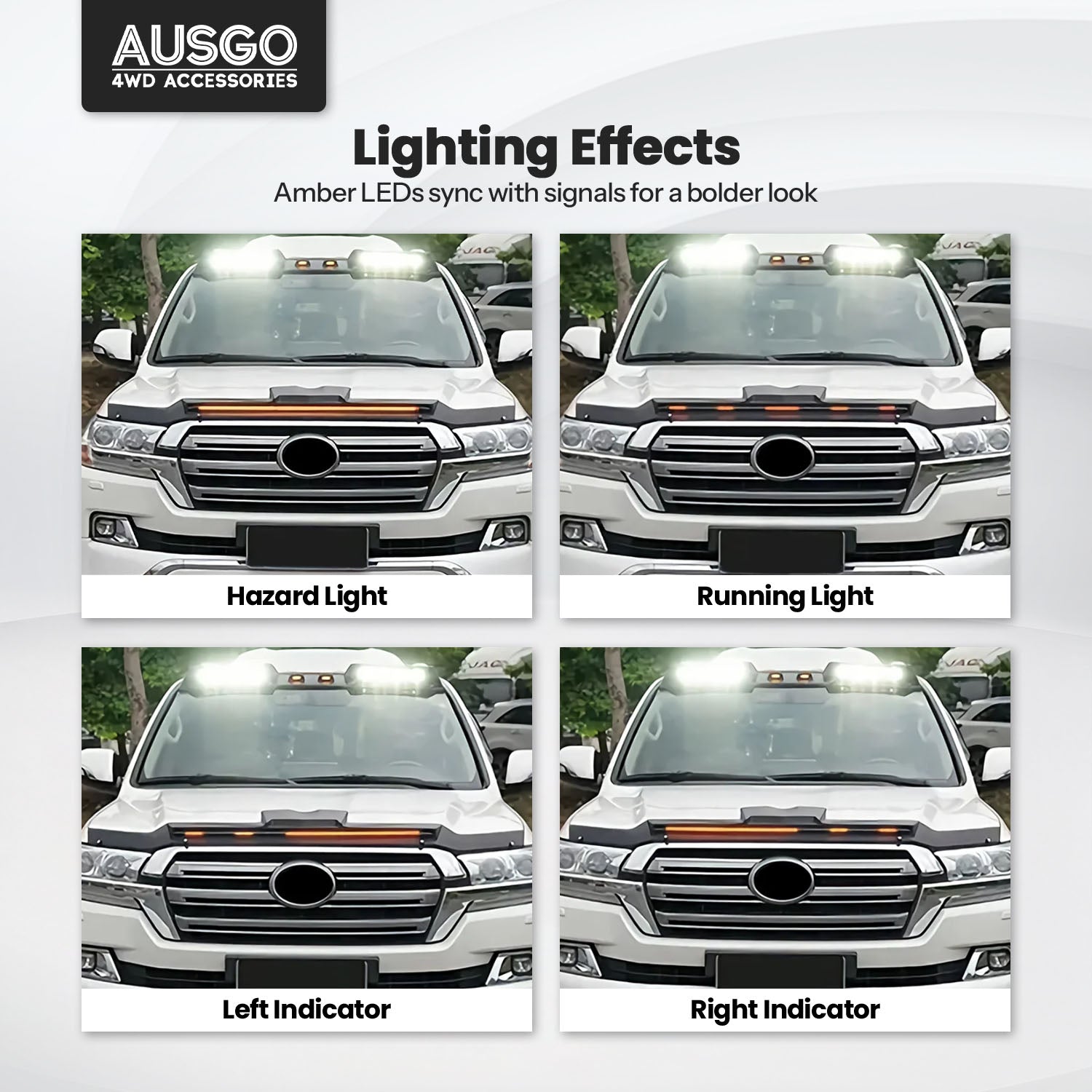 LED Bonnet Protector for Toyota LandCruiser 200 Series 2016-2021