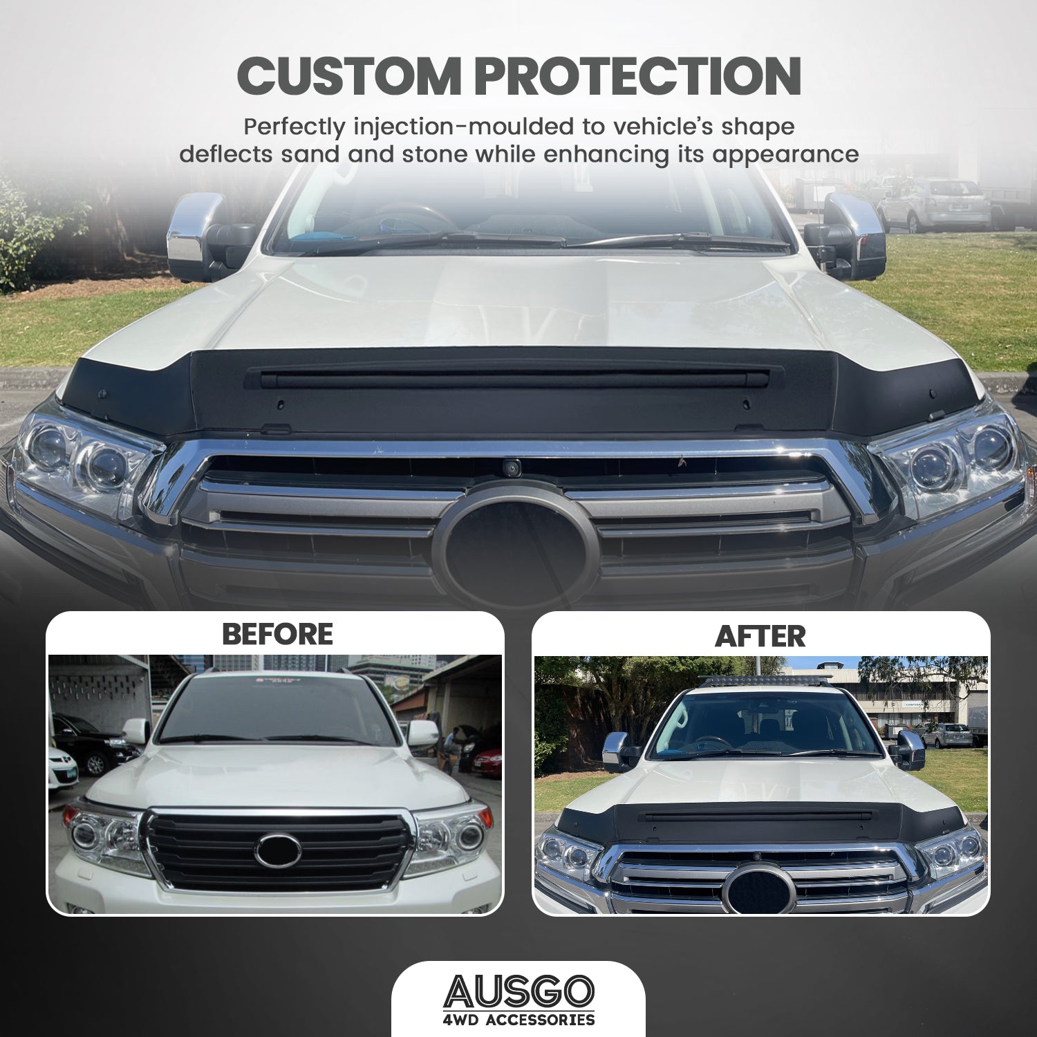 Weather Shields + Bonnet Protector for Toyota Land Cruiser 200 Series 2007-2015