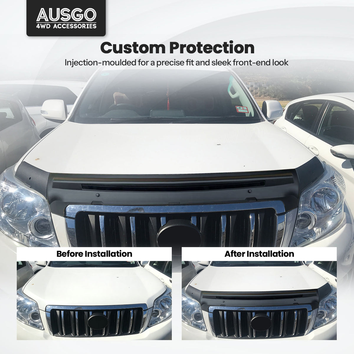 Injection Weather Shields + Bonnet Protector for Toyota LandCruiser Prado 150 Series 2010-2013
