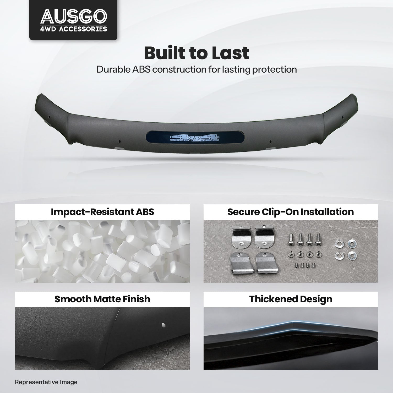 Wide Type Weather Shields + Bonnet Protector for Toyota LandCruiser Prado 150 Series 2013-2017