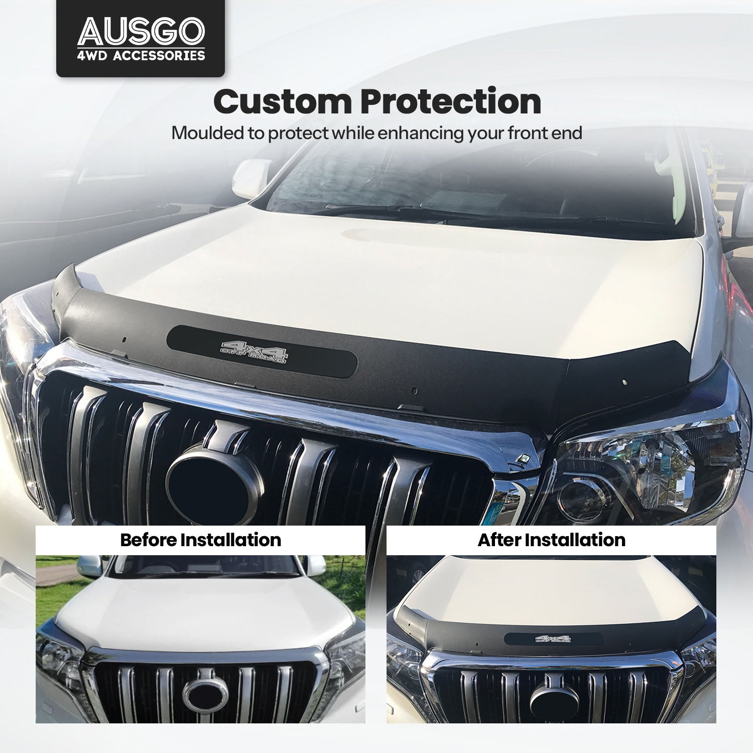 Injection Weather Shields + Bonnet Protector for Toyota LandCruiser Prado 150 Series 2013-2017