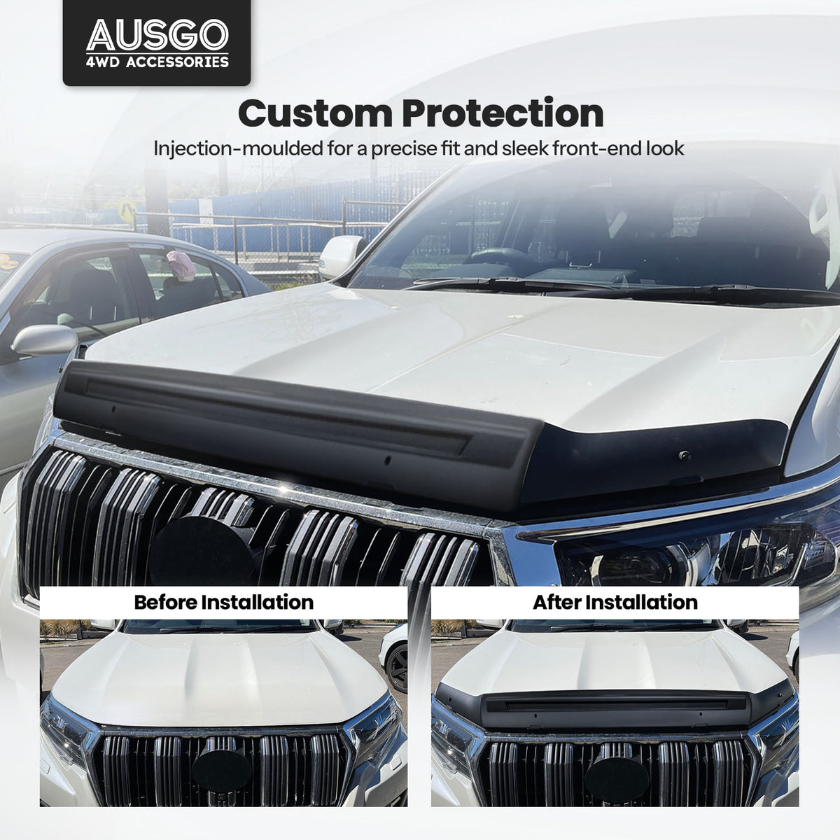 Wide Type Weather Shields + Bonnet Protector for Toyota LandCruiser Prado 150 Series 2018-2024