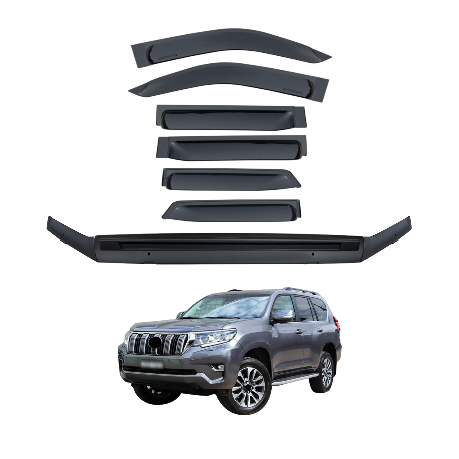 Wide Type Weather Shields + Bonnet Protector for Toyota Land Cruiser Prado 150 Series 2018-2024