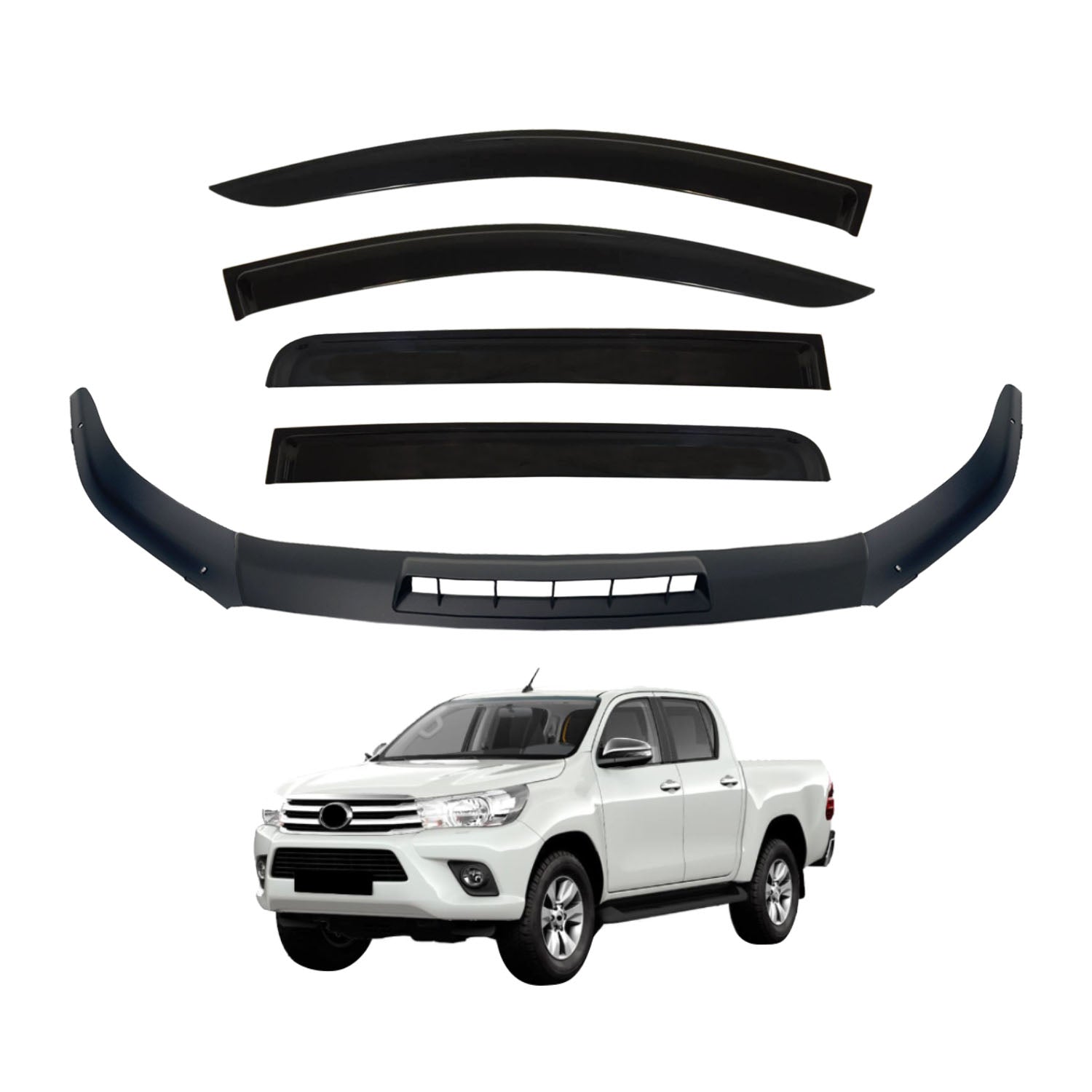 Injection Weather Shields + Bonnet Protector for Toyota Hilux Dual Cab 2015-2020