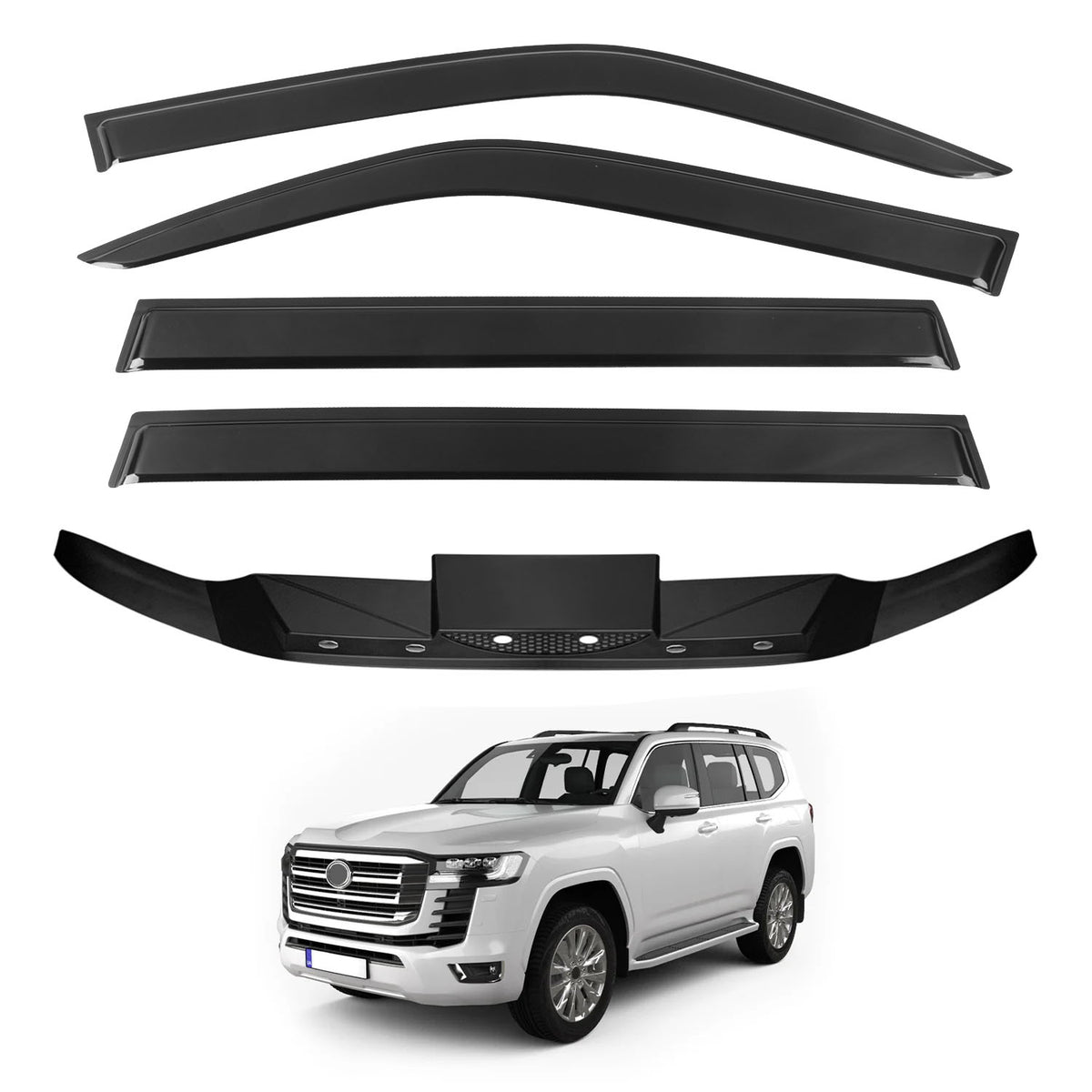 Luxury Weather Shields + Bonnet Protector for Toyota LandCruiser 300 Series 2021-Onwards