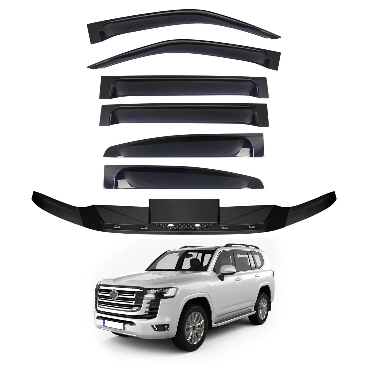 Wide Type Weather Shields + Bonnet Protector for Toyota LandCruiser 300 Series 2021-Onwards