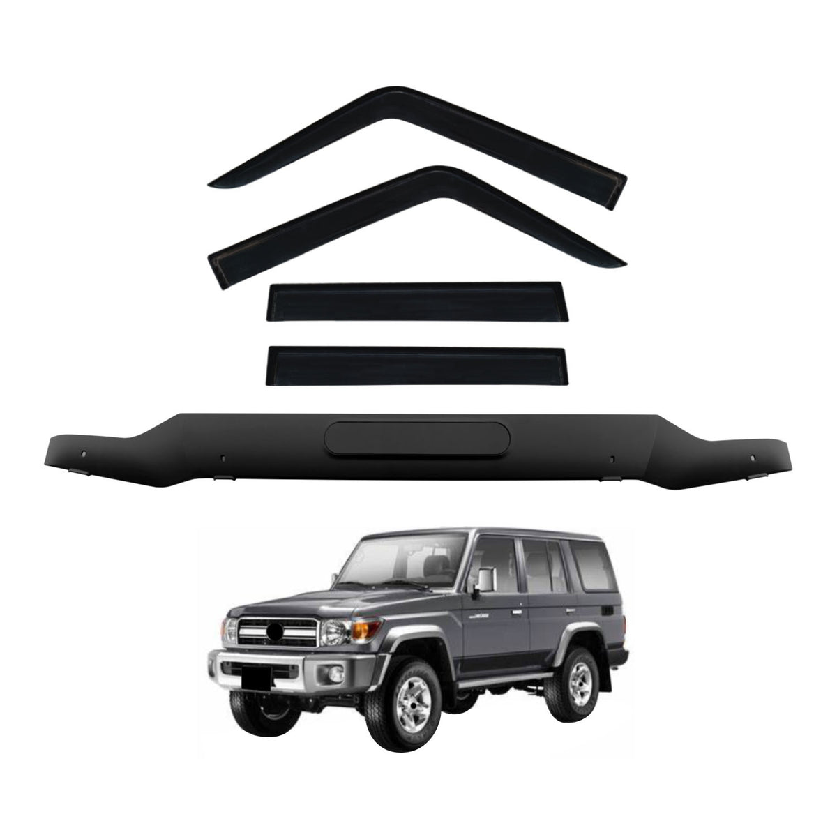 Weather Shields + Bonnet Protector Guard for Toyota LandCruiser 70 76 79 Series 2007-2023