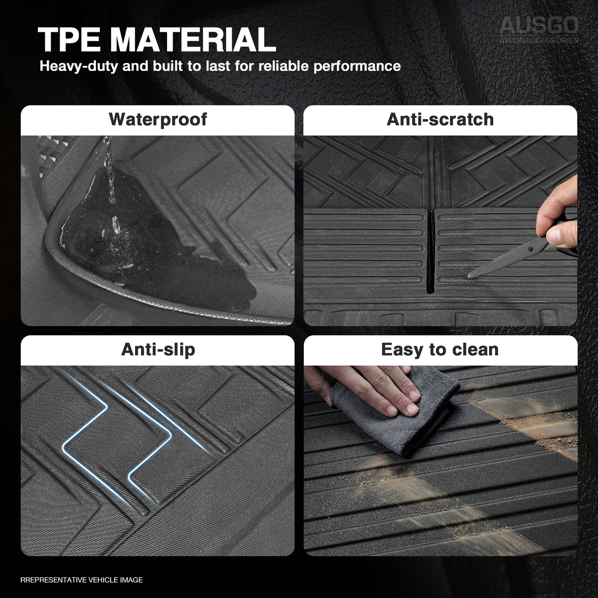 Boot Liner Kick Mats for Toyota Land Cruiser Prado 250 Series 2024-Onwards