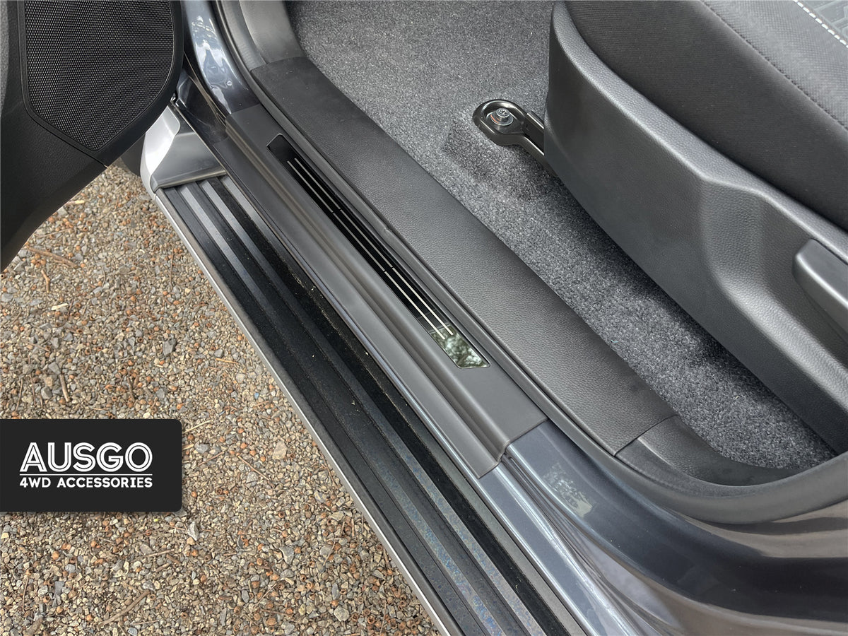 7D Injection Floor Mats + Black Door Sills Protector for Mazda BT-50 BT50 Dual Cab 2020-Onwards