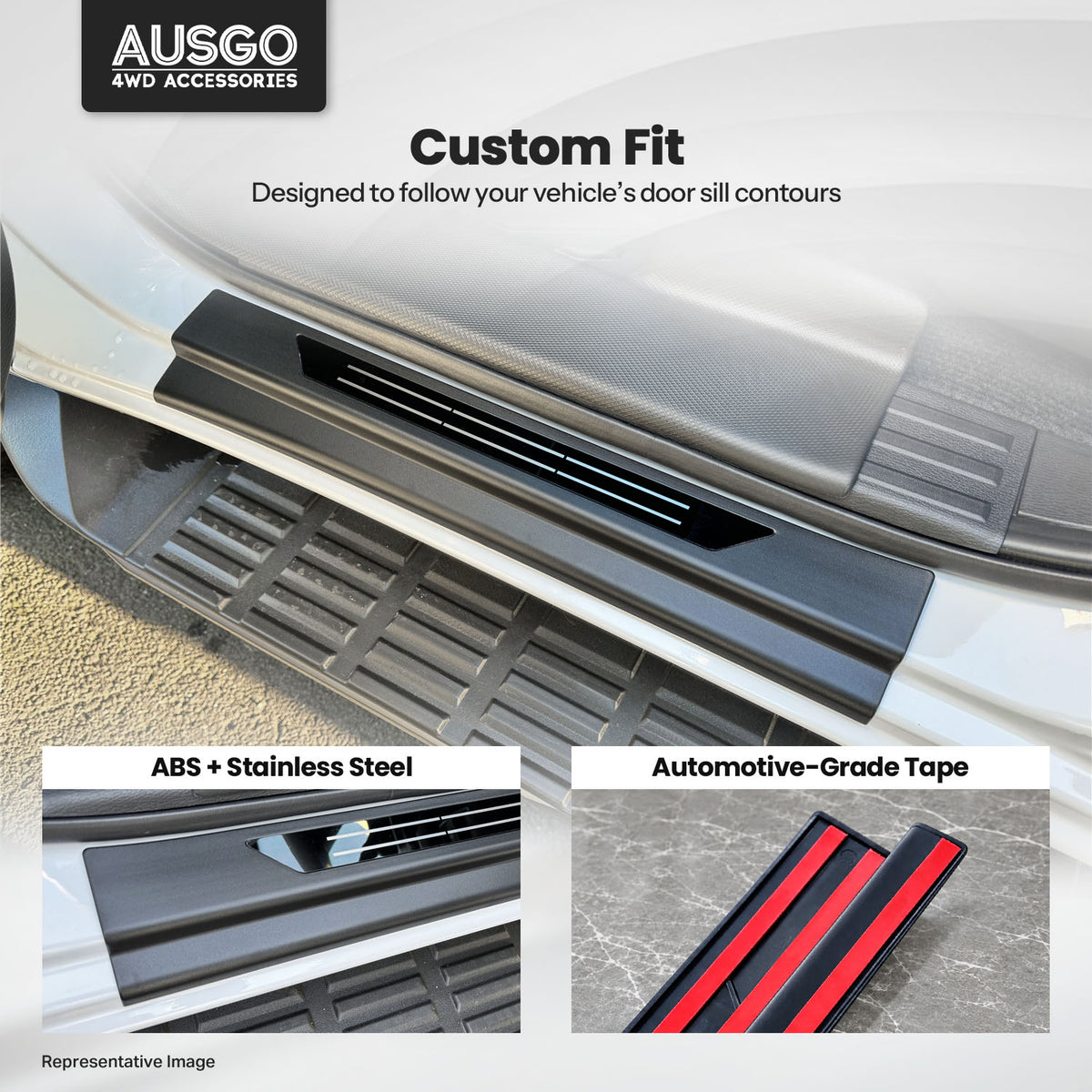 ABS Door Sill Protector for Mitsubishi Triton MV Next-Gen Dual Cab 2024-Onwards