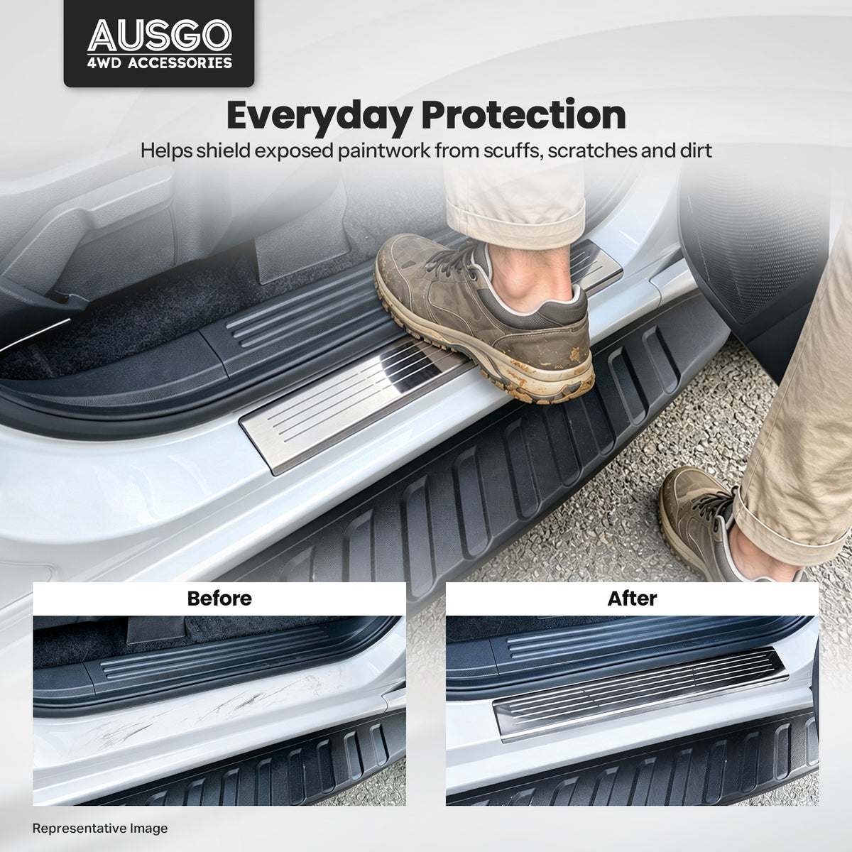 Stainless Door Sill Protector for Nissan Navara NP300 D23 Dual Cab 2015-2025