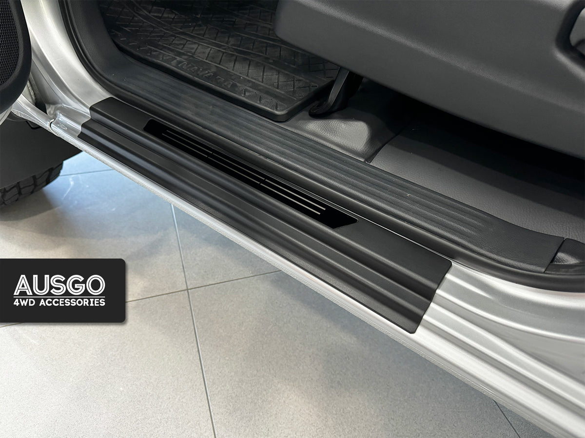 Car Floor Mats + Black Door Sill Protector for Nissan Navara NP300 D23 Dual Cab 2015-2025