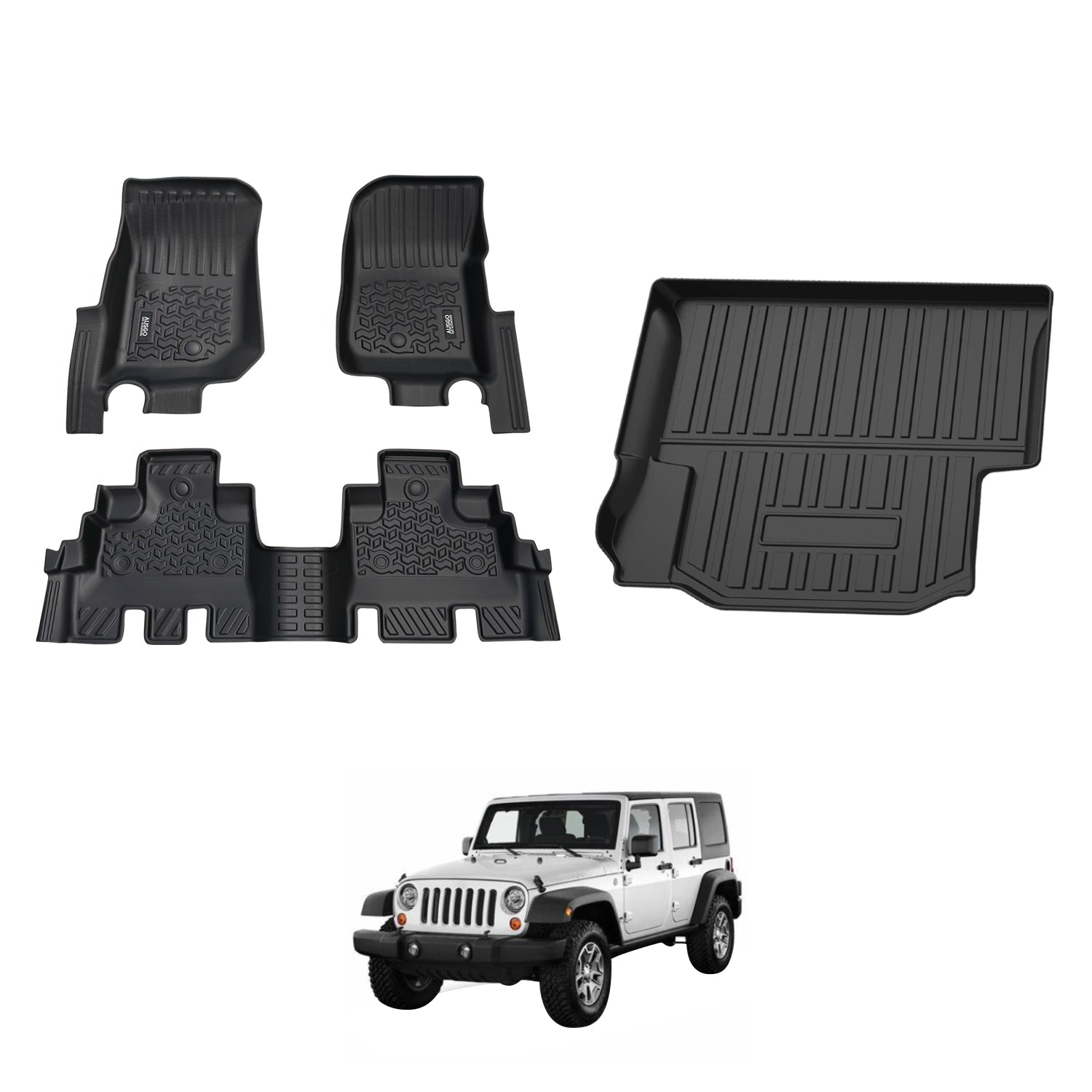 5D Car Floor Mats for Jeep Wrangler JK Series 4Door 2012-2018