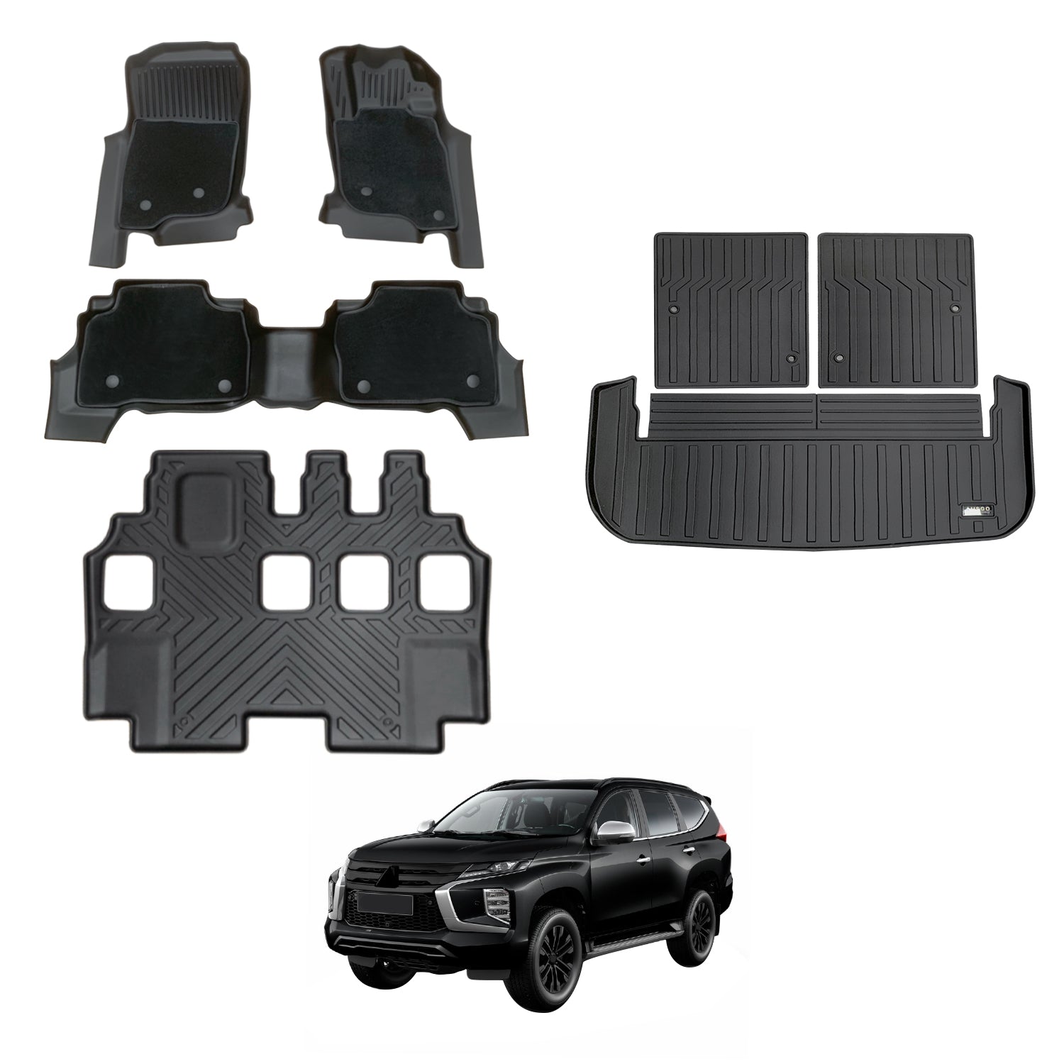 Double-Layer Car Floor Mats for Mitsubishi Pajero Sport 2015-Onwards