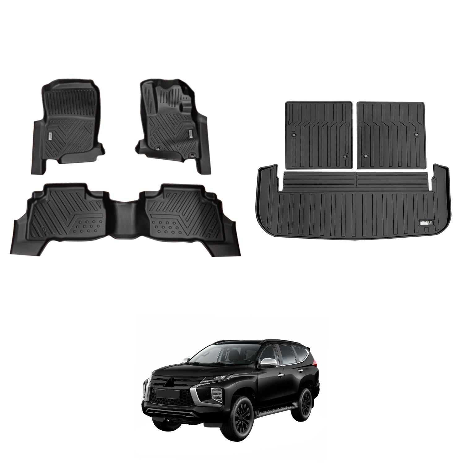 5D Car Floor Mats Boot Liner for Mitsubishi Pajero Sport 7-Seat 2015-Onwards