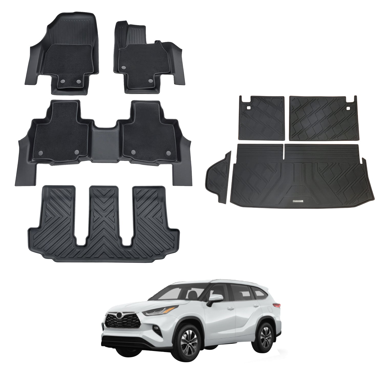 Double-Layer Car Floor Mats for Toyota Kluger 2021-Onwards