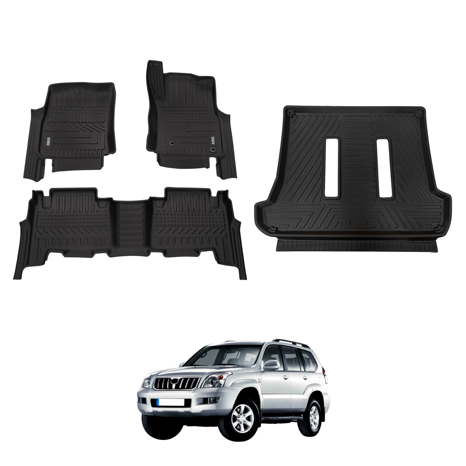 5D Car Floor Mats for Toyota Land Cruiser Prado 120 Series 2003-2009 (Auto Trans)