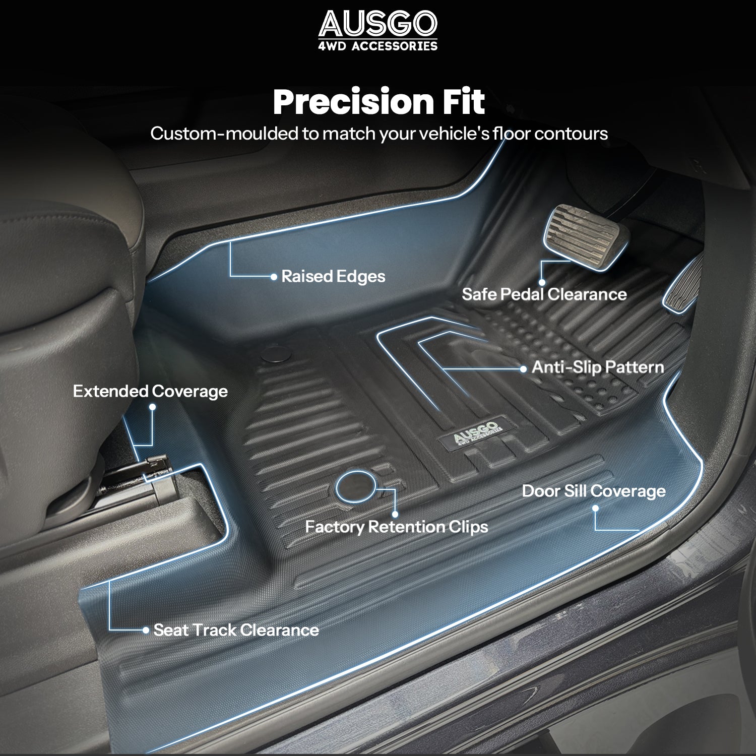 5D Car Floor Mats for Chevrolet Silverado HD T1 Series 2021-Onwards