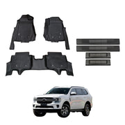 7D Injection Floor Mats + Black Door Sill Protector for Ford Everest Next-Gen 2022-Onwards